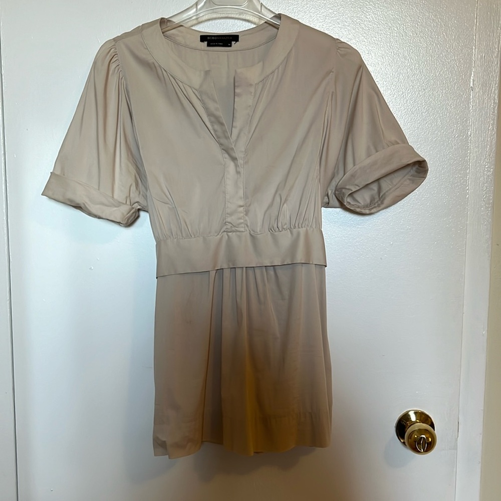 A sand-coloured top by BCBG Maxazria, size M